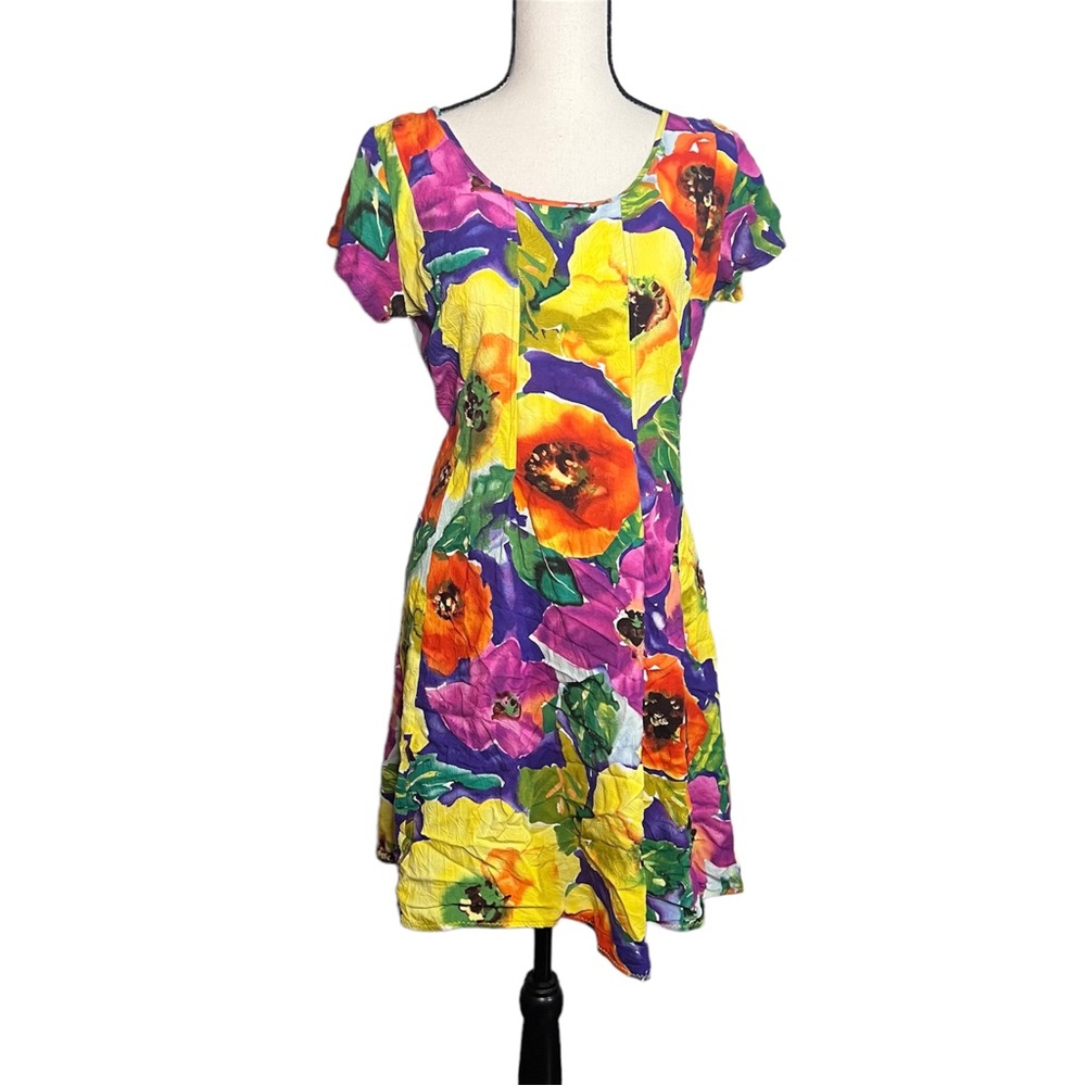 Vintage - Jams World - Poppy Floral Colorful Hawaiian Dress